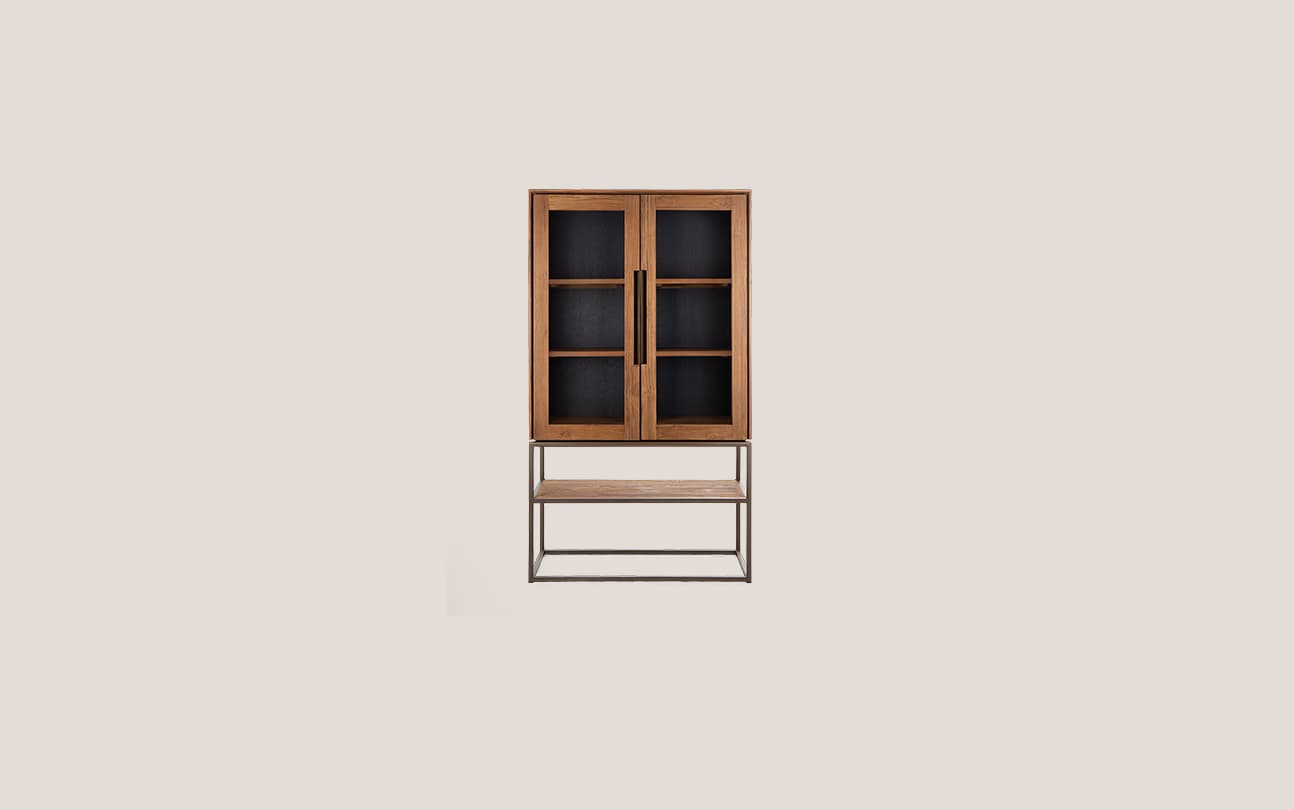 Karma Pure Cabinet 2 Glass Doors 1 Open Rack