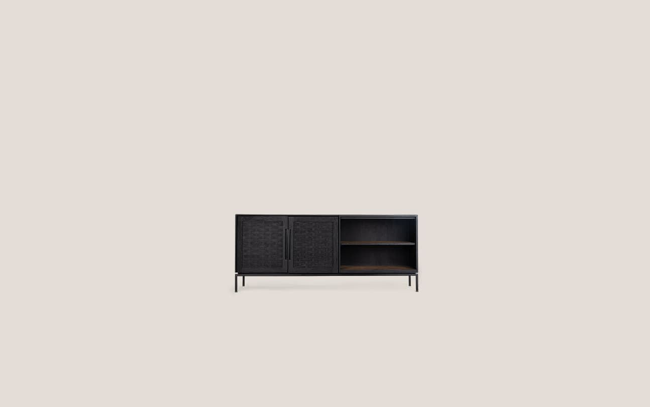 Karma Charcoal Low Dresser 2 Doors 2 Long Shelves