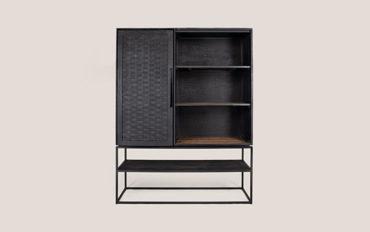 Karma Charcoal Cabinet 1 Door 3 Shelves 1 Open Rack