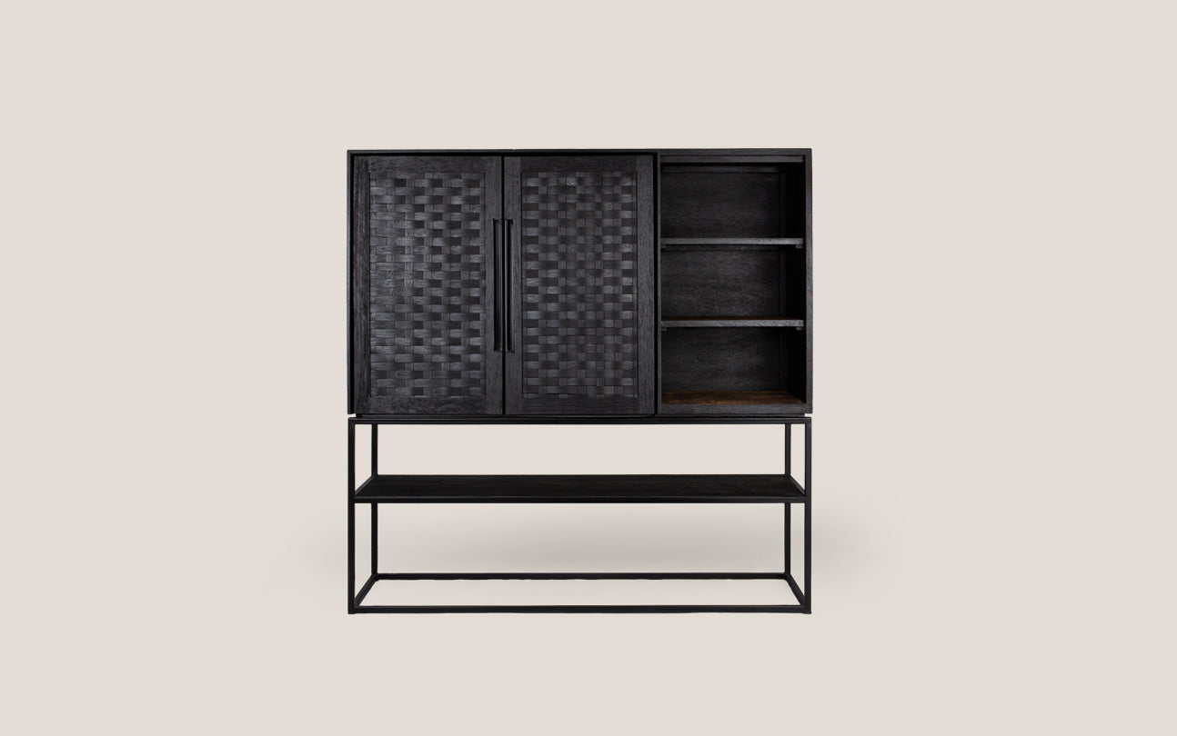 Karma Charcoal Cabinet 2 Doors 3 Shelves 1 Open Rack