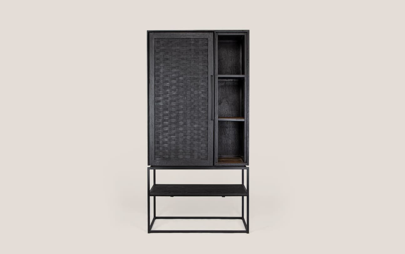 Karma Charcoal Cabinet 1 Door 1 Open Rack