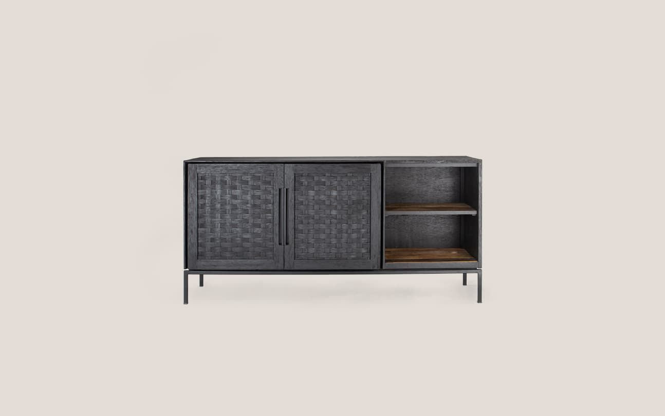 Karma Charcoal Low Dresser 2 Doors 2 Shelves