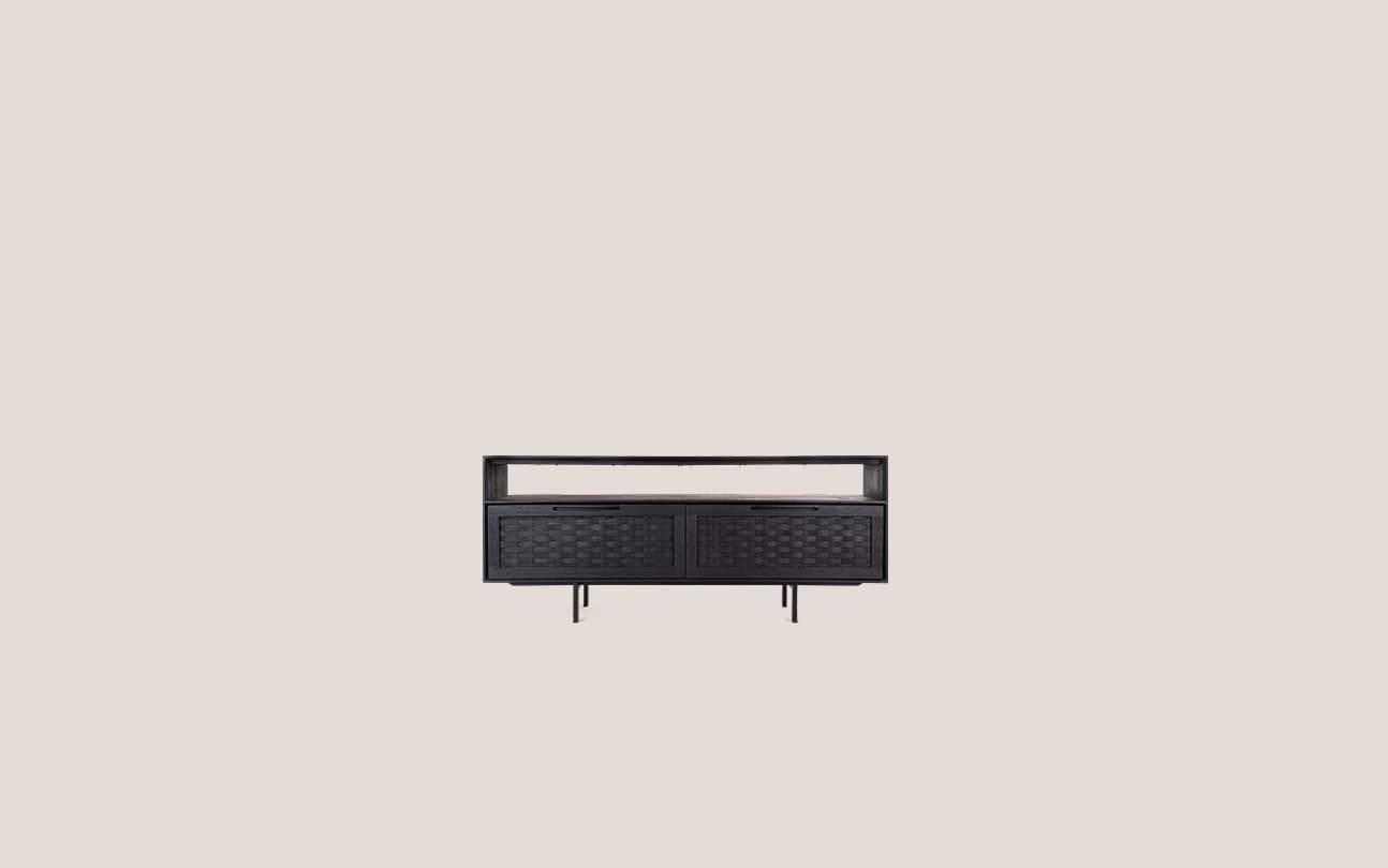 Karma Charcoal Low Dresser 2 Drawers 1 Open Rack