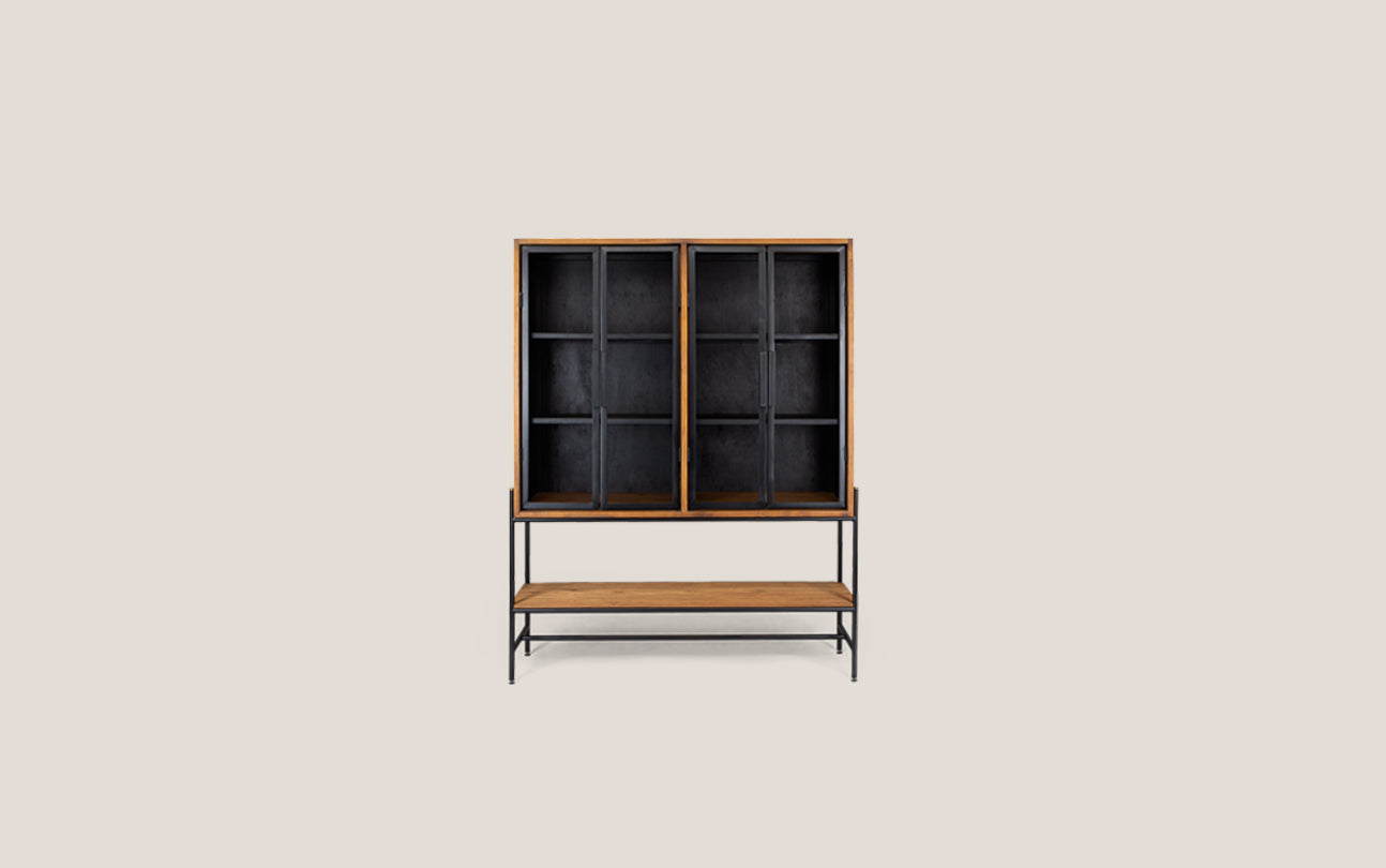 Outline Cabinet 4 Glass Doors 1 Open Rack