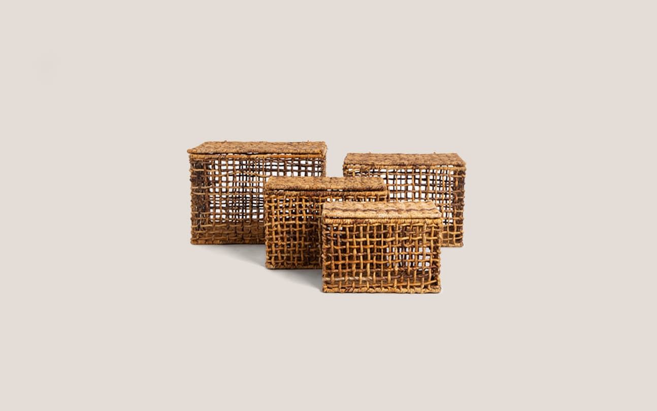 Rinjani Rectangular Basket Two-Tone - Set of 4