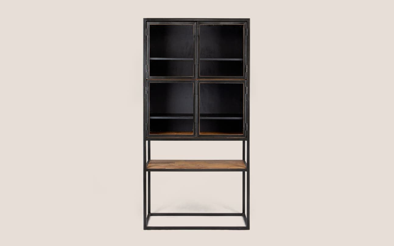 Salvage Cabinet 4 Glass Doors 1 Open Rack