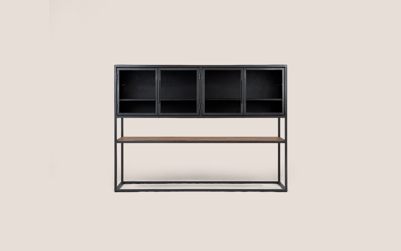 Salvage High Dresser 4 Glass Doors 1 Open Rack