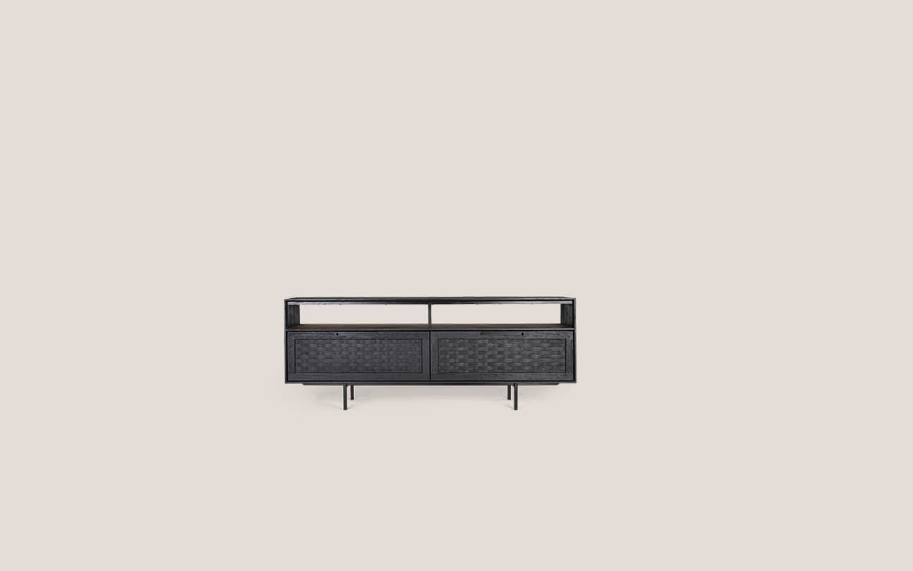 Karma Charcoal Low Dresser 2 Drawers 1 Open Rack