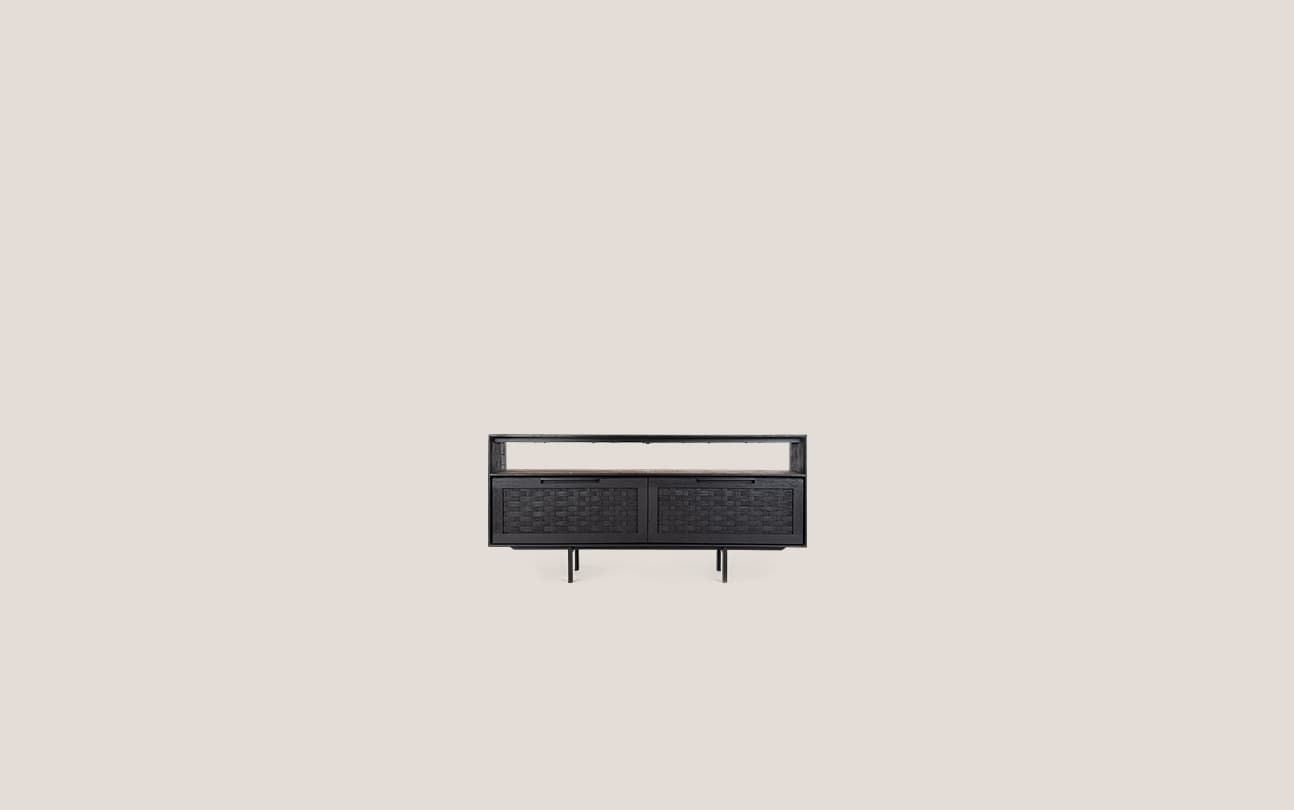 Karma Charcoal Low Dresser 2 Drawers 1 Open Rack