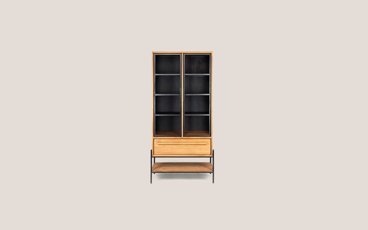 Outline Cabinet 2 Glass Doors 1 Drawer 1 Open Rack