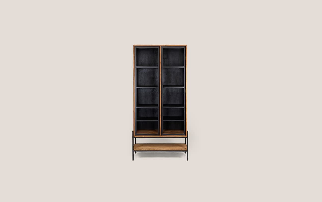 Outline Cabinet 2 Glass Doors 1 Open Rack